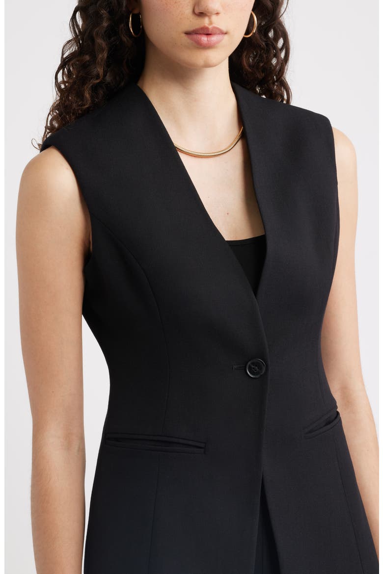 Textured One-Button Vest, Alternate, color, BLACK