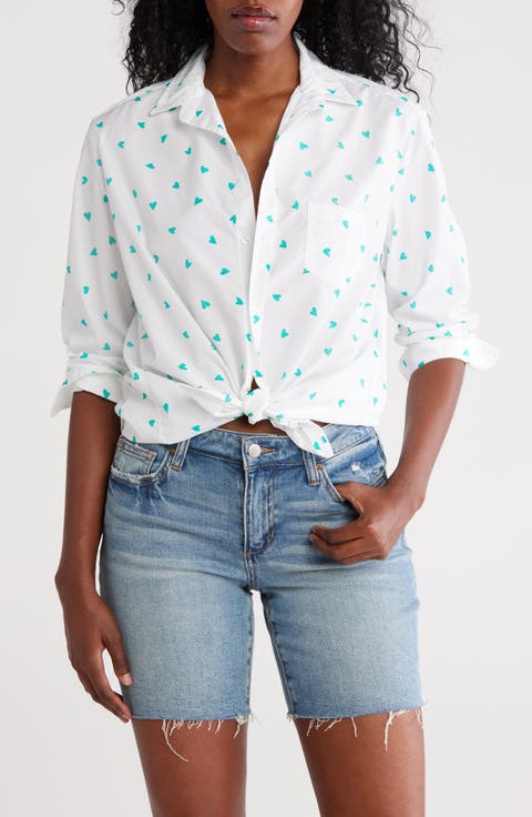 Eileen Heart Print Relaxed Button-Up Shirt