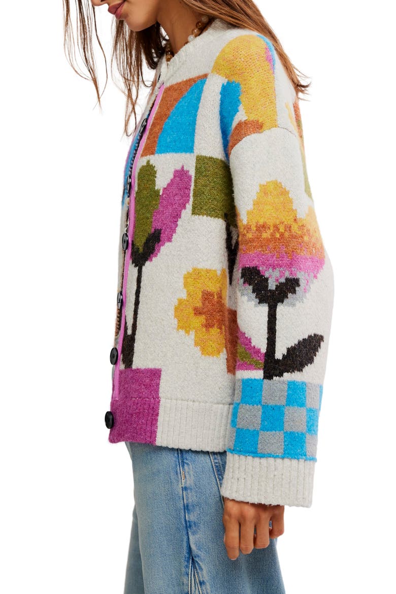 Tulip Whirl Cardigan, Alternate, color, IVORY COMBO