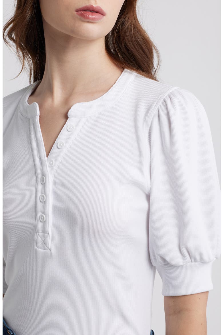 Jewel Puff Sleeve Top, Alternate, color, WHITE RIB