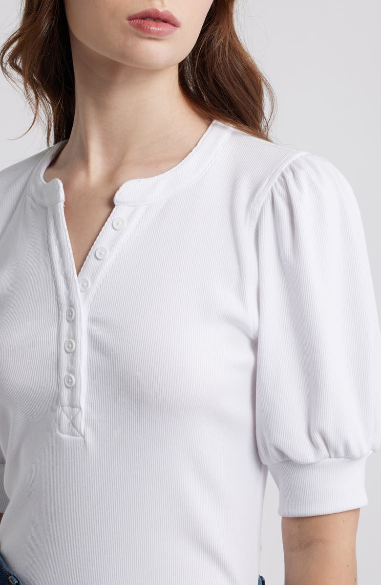 Rails Jewel Puff Sleeve Top, Alternate, color, White Rib