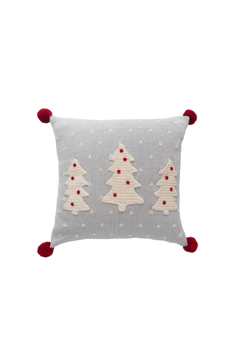 Melange Collection 12" White Tree Pillow, Grey, Main, color, Grey