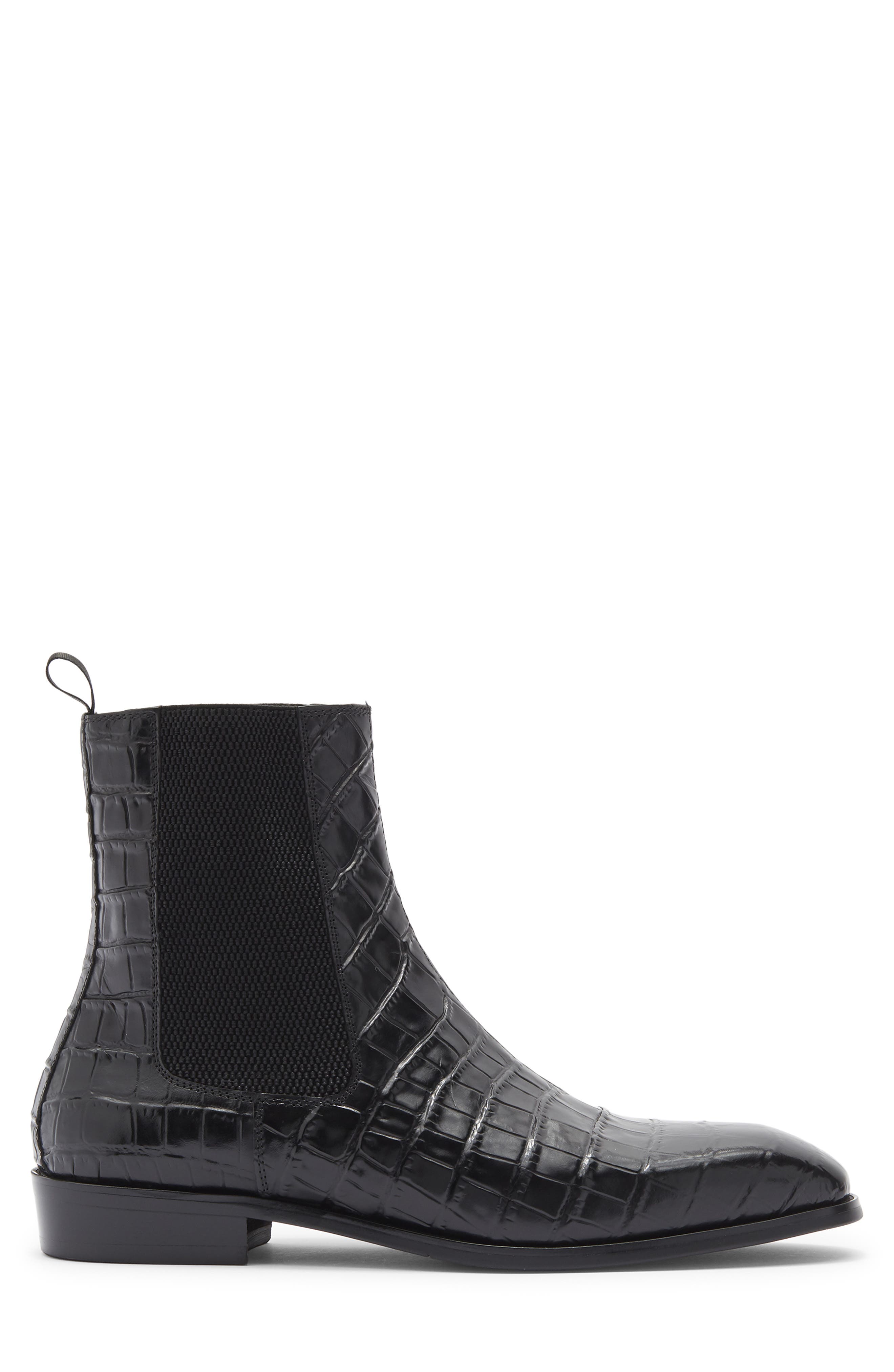Maison Forte Enzo Croc Embossed Chelsea Boot, Alternate, color, Black