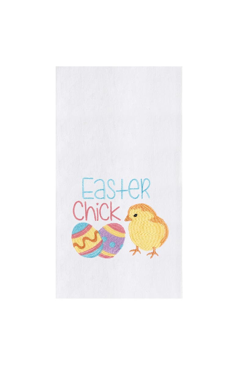 C&F Home "Easter Chick" w/ Spring Eggs Flour Sack Embroidered Flour Sack Kitchen Dishtowel, Main, color, White