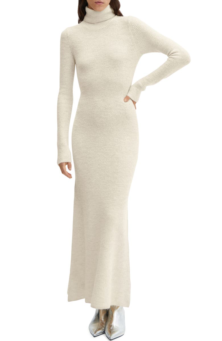 MANGO Turtleneck Long Sleeve Sweater Dress, Main, color, 