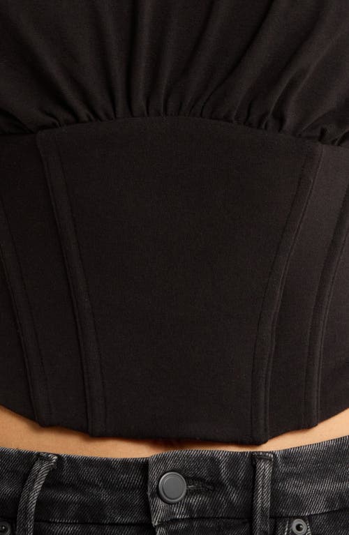 Good American Stretch-cotton Corset Top In Black