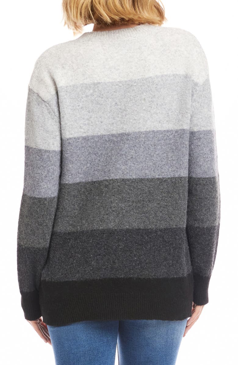 Karen Kane Ombré Stripe Colorblock Sweater, Alternate, color, Gray