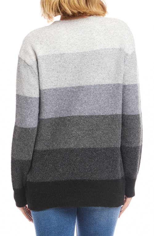 Karen Kane Ombré Stripe Colorblock Sweater In Gray