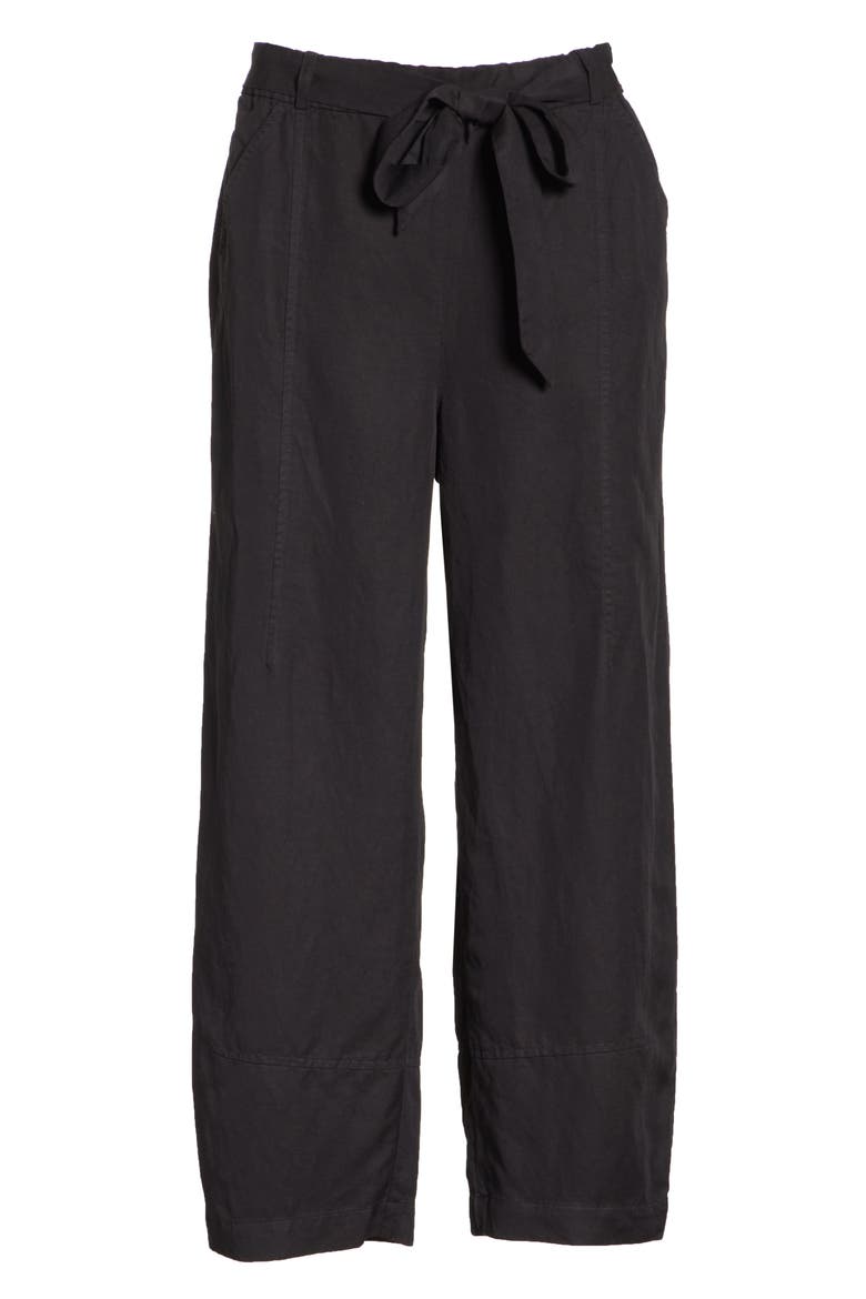 Lantern Twill Ankle Pants, Alternate, color, BLACK