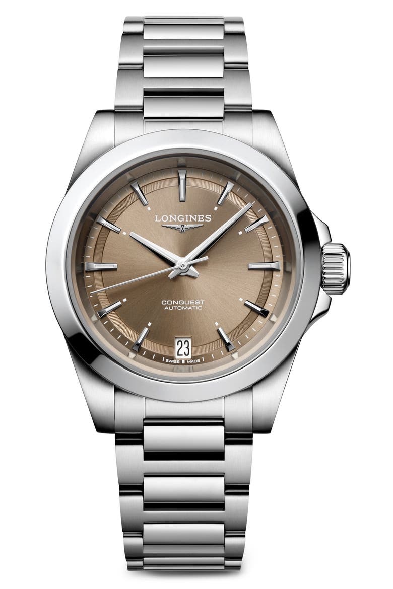 Conquest Automatic Bracelet Watch, 34mm, Main, color, CHAMPAGNE