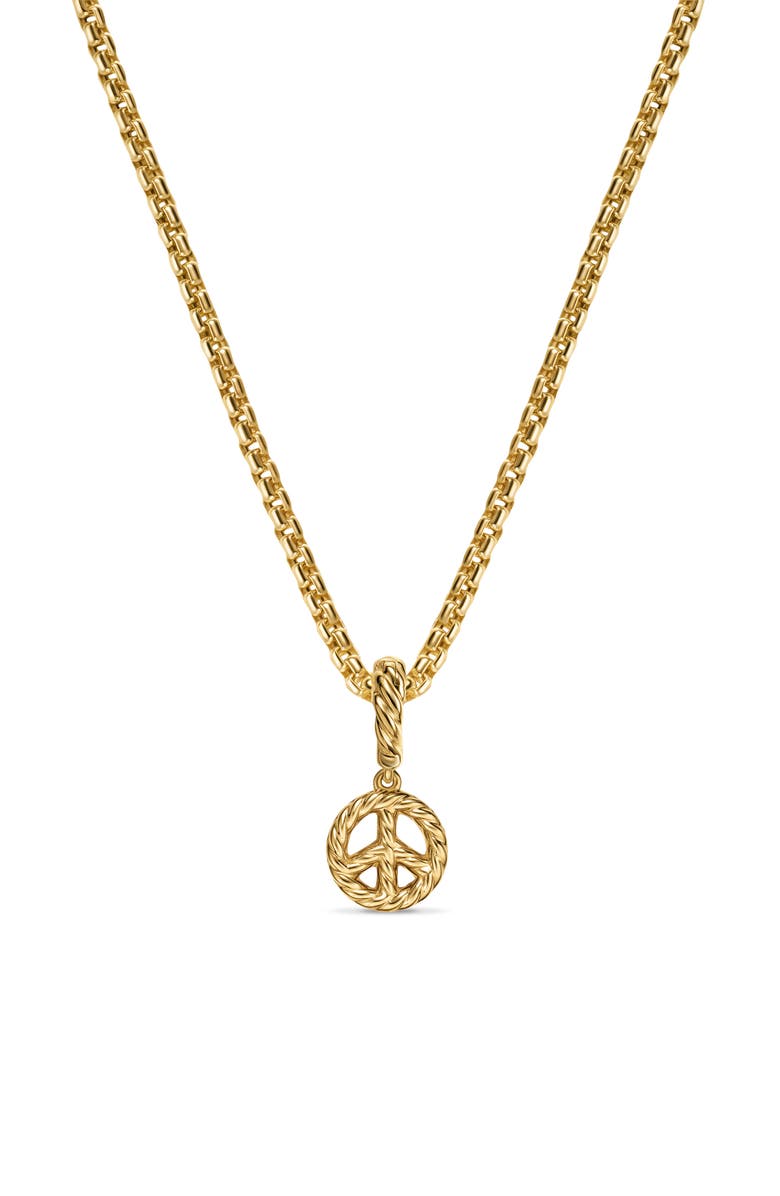 David Yurman Micro Pavé Peace Sign Enhancer in 18K Yellow Gold with Diamonds, 7.6mm, Alternate, color, Diamond