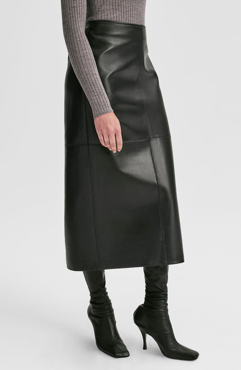 A.L.C. Marta Leather Midi Skirt, Alternate, color, Black
