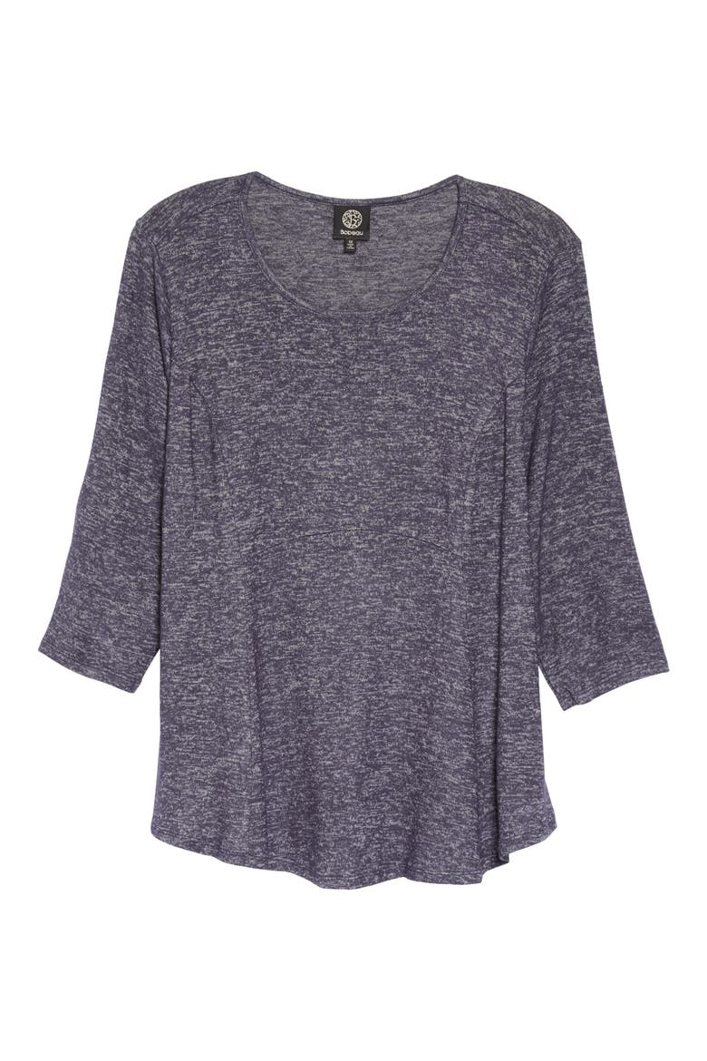 Brushed Knit Babydoll Top, Alternate, color, DARK DENIM