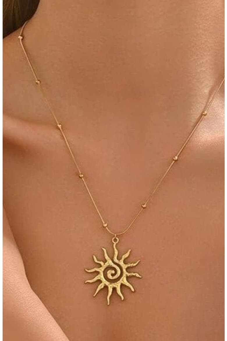 Vortex Sun Pendant Necklace, Alternate, color, Gold