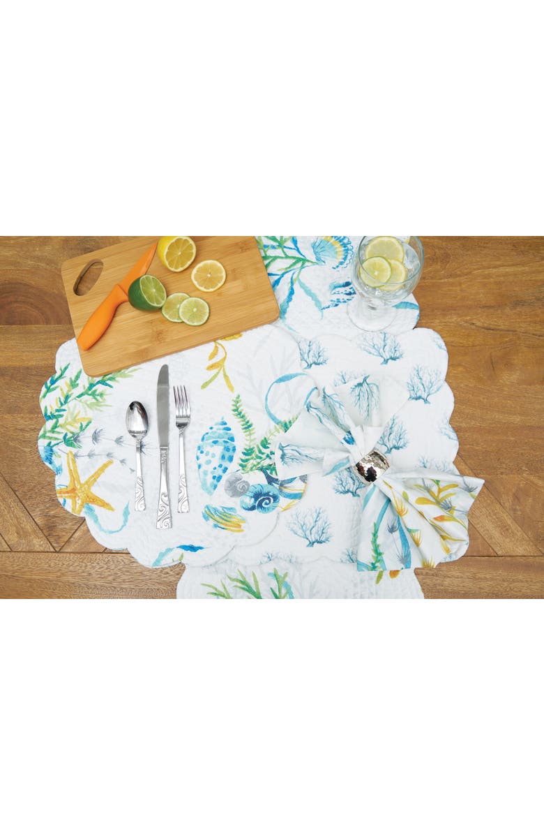 C&F Home Marlowe Sound Cotton Cloth Napkin Machine Washable Set of 6, Alternate, color, Blue