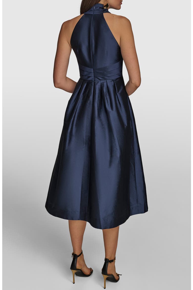 Plunge Neck Taffeta Midi Dress, Alternate, color, TAFFETA BLUE