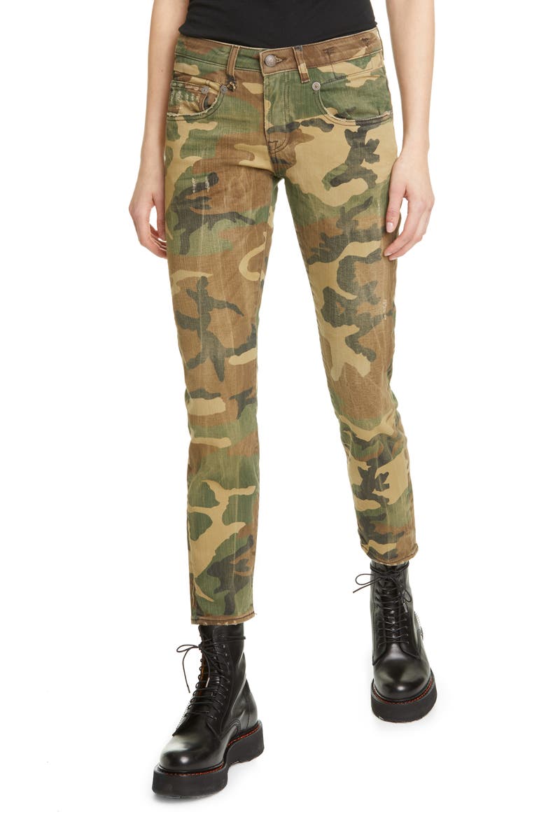 Distressed Camo Print Boy Skinny Jeans, Main, color, BEIGE CAMO