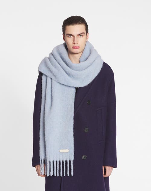 Lanvin Fringed Scarf In Wool In New Blue