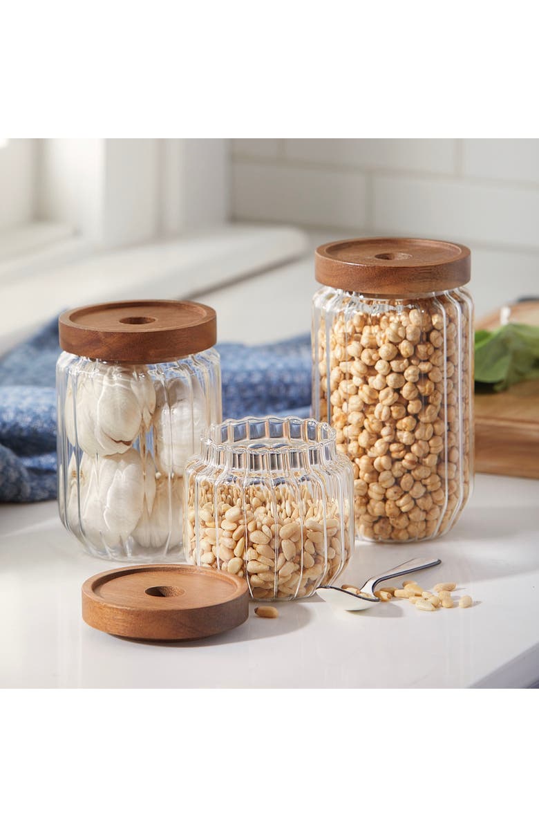 tag Ribbed Glass Canister Small Clear Glass Everyday, Alternate, color, Clear