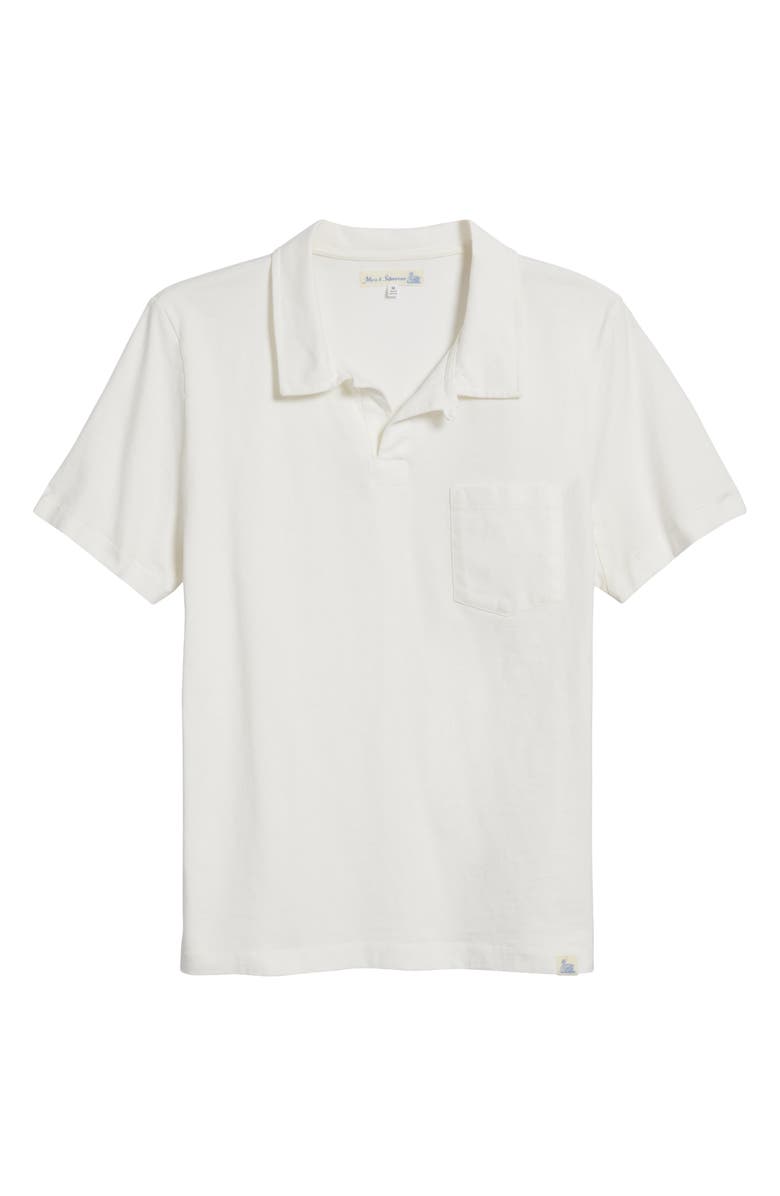 MERZ B SCHWANEN Classic Organic Cotton Jersey Polo with Pocket, Alternate, color, White
