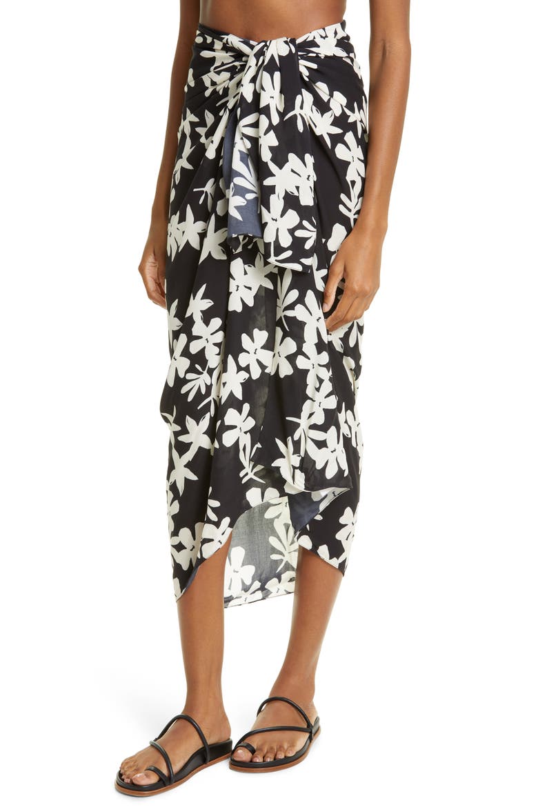Sea Floral Sarong, Alternate, color, BLACK