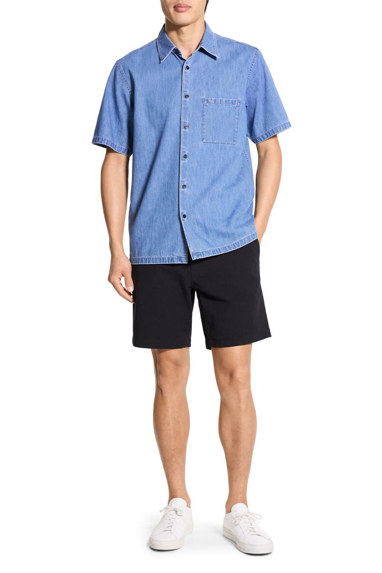 Noll Short Sleeve Cotton Denim Button-Up Shirt, Alternate, color, LIGHT WASH