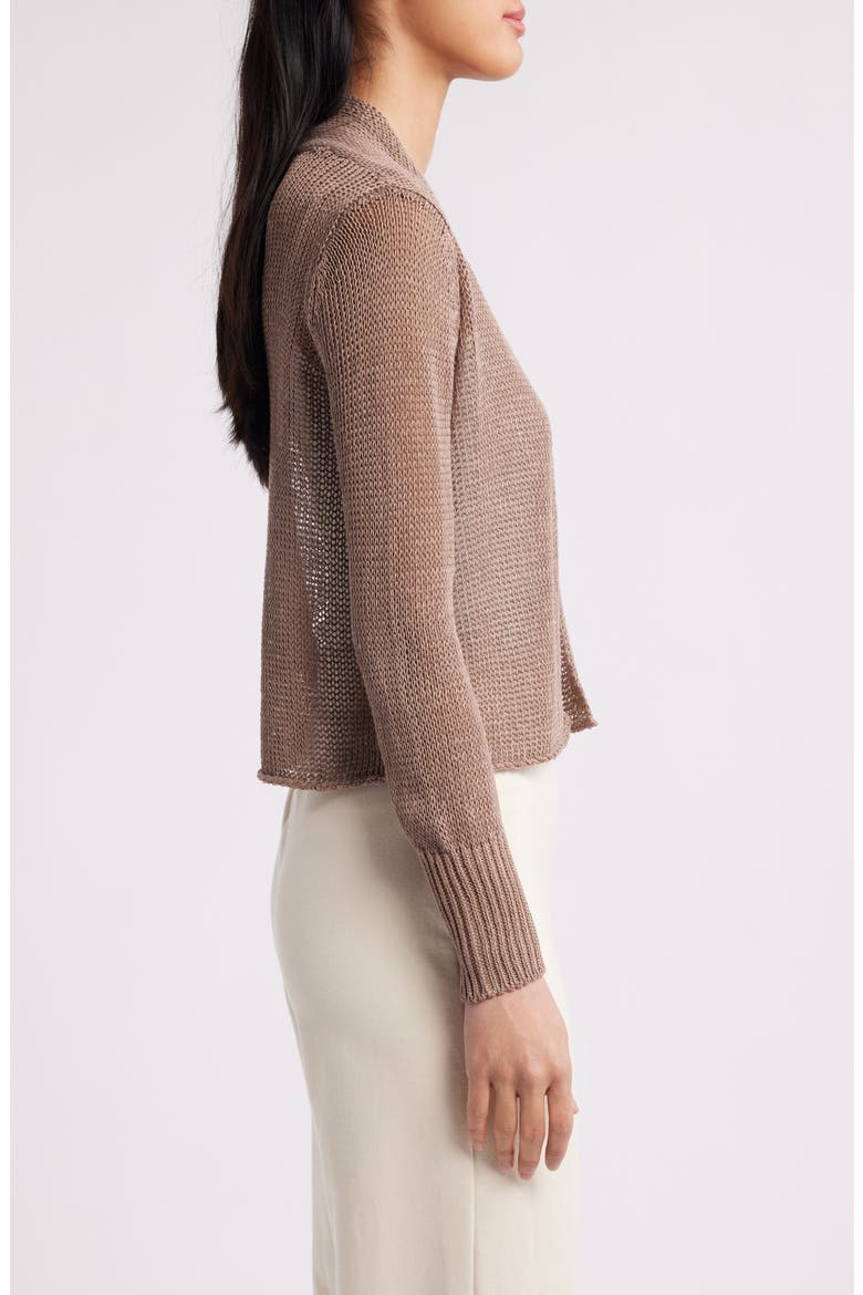 Organic Linen & Organic Cotton Cardigan, Alternate, color, COCOA