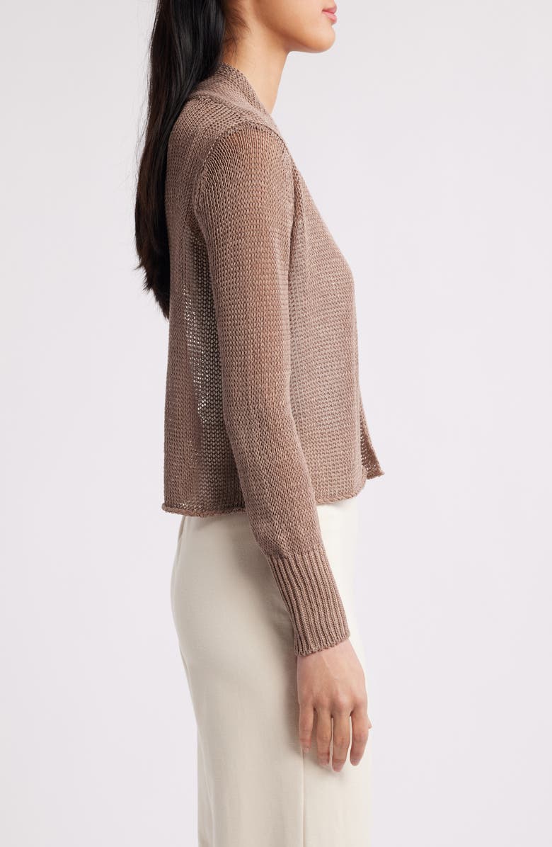 Eileen Fisher Organic Linen & Organic Cotton Cardigan, Alternate, color, Cocoa
