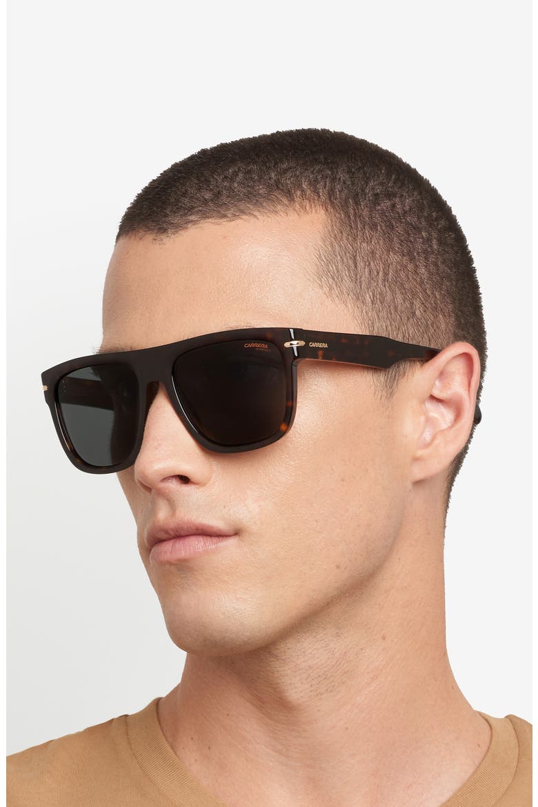 57mm Rectangular Sunglasses, Alternate, color, DARK HAVANA GOLD/ GREEN