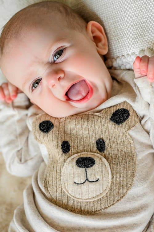 Shop Oh Baby ! Teddy Bear Face Applique Long Sleeve Two Piece Set In Malt