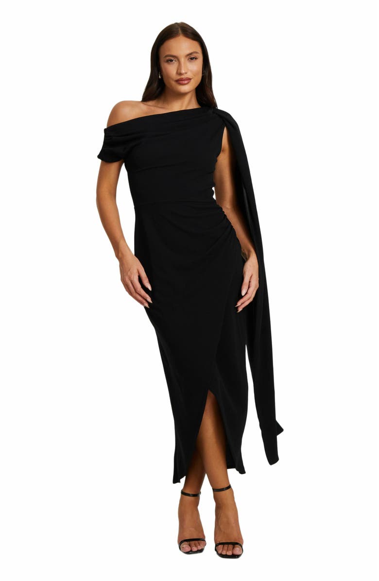 QUIZ Scuba Crepe Off the Shoulder Sash Maxi Dress, Main, color, 