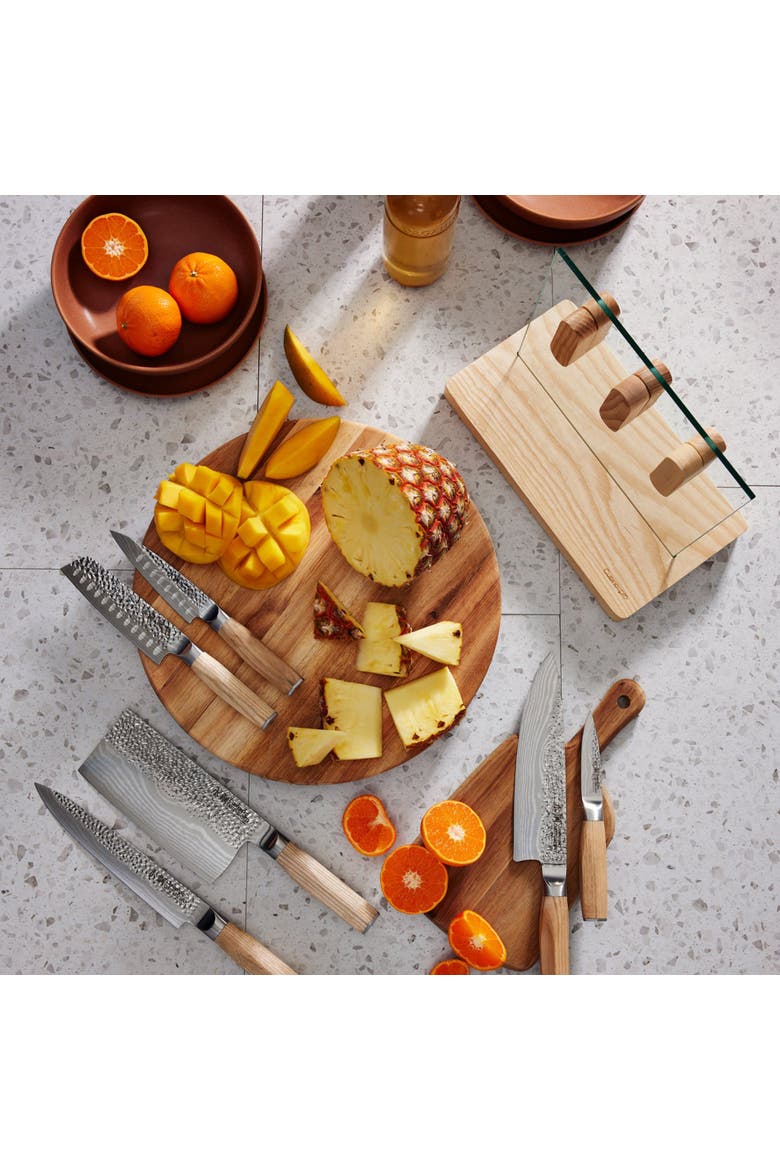 Damashiro EMPEROR® Hikari Ash 7-Piece knife block, Alternate, color, Silver