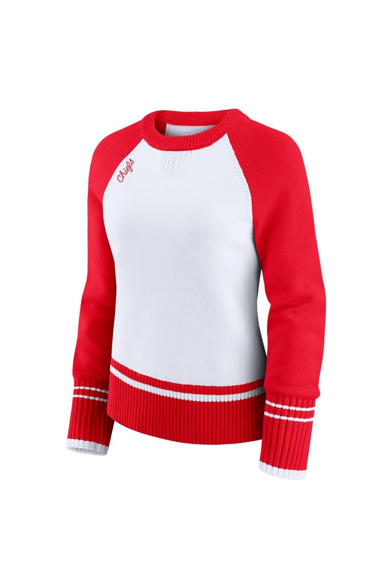 Women's WEAR by Erin Andrews White/Red Kansas City Chiefs Colorblock Raglan Sweater, Alternate, color, White