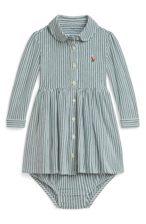 Oxford Stripe Cotton Dress & Bloomers (Baby)
