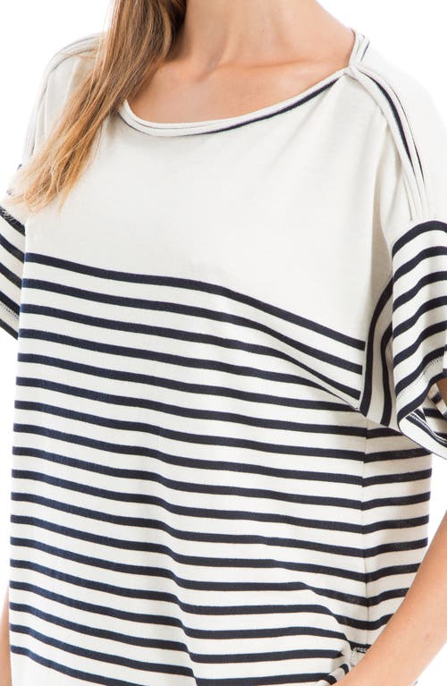 Max Studio Stripe Boatneck T-shirt In Multi
