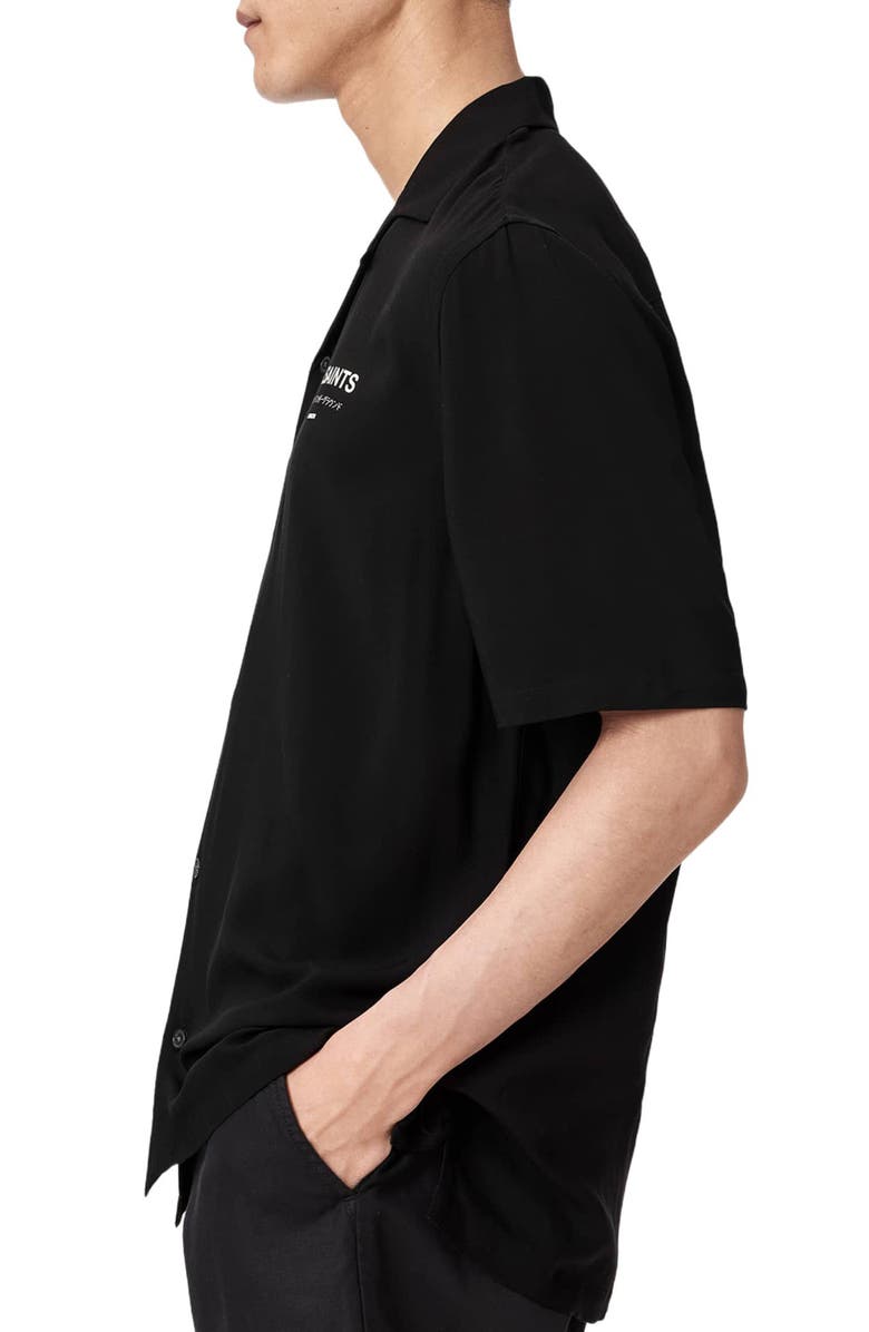 AllSaints Underground Logo Graphic Camp Shirt, Alternate, color,