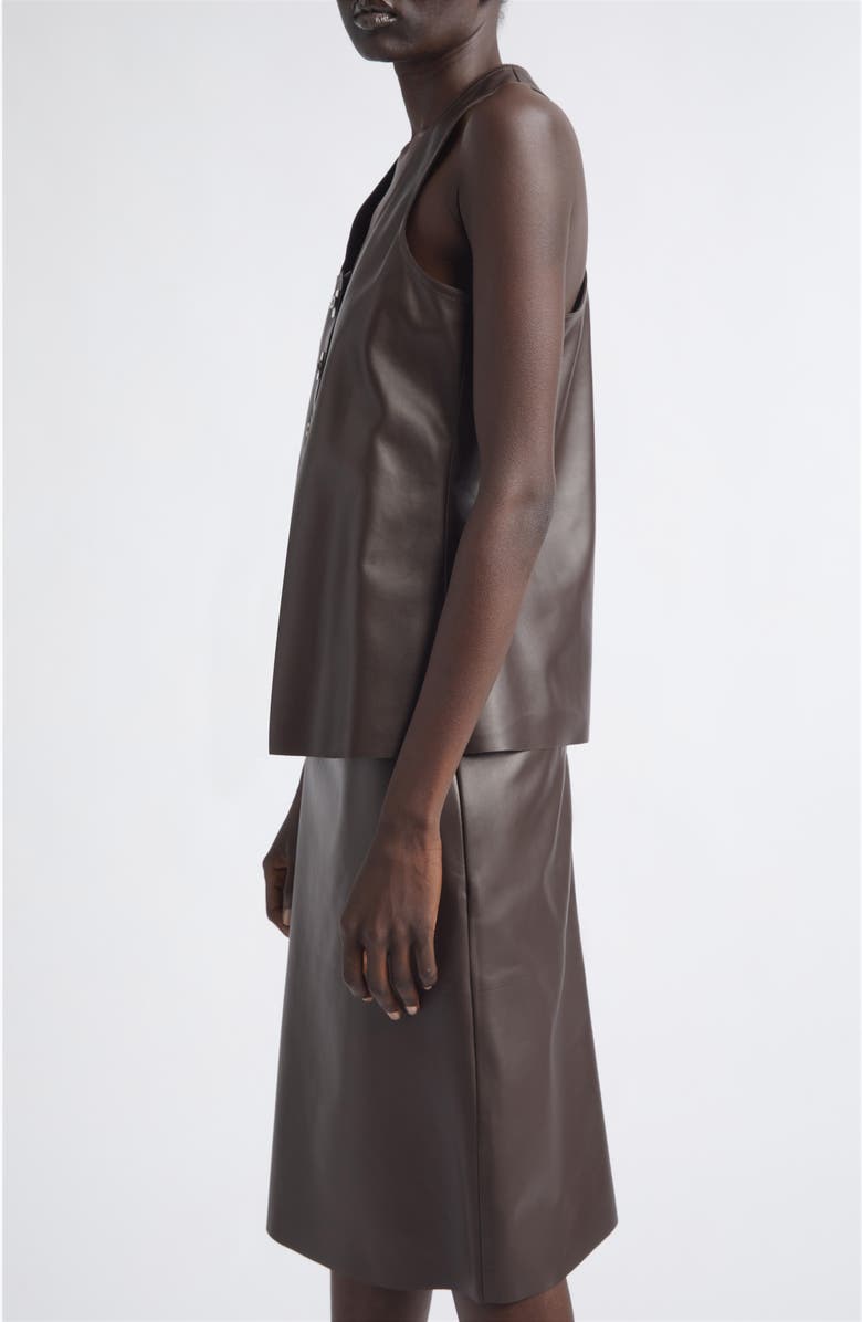 FERRAGAMO Racerback Napa Leather Tank, Alternate, color, Expresso