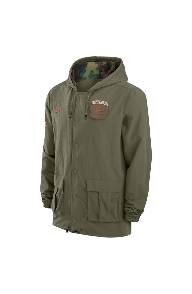 Nike Men's Nike Olive Texas Longhorns 2024 Military Appreciation Full-Snap Hoodie Military Jacket, Alternate, color, Olive