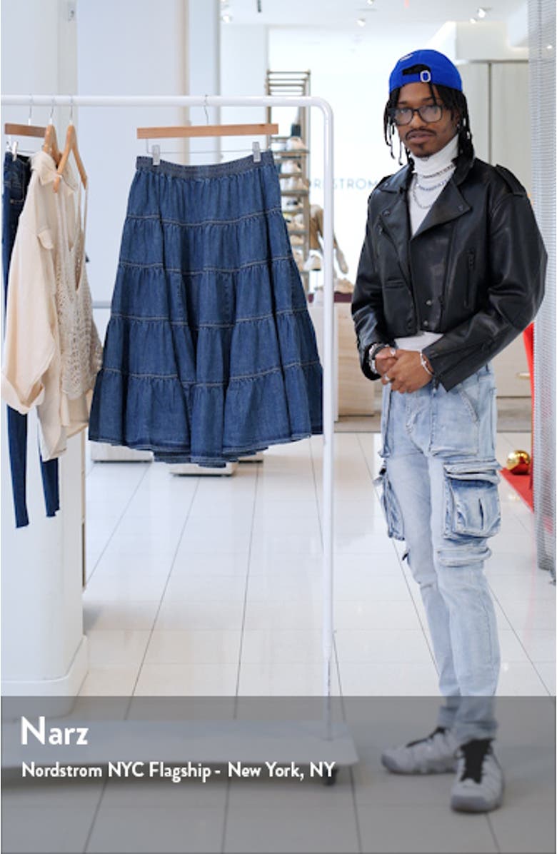 Chambray Tiered Midi Skirt, sales video thumbnail