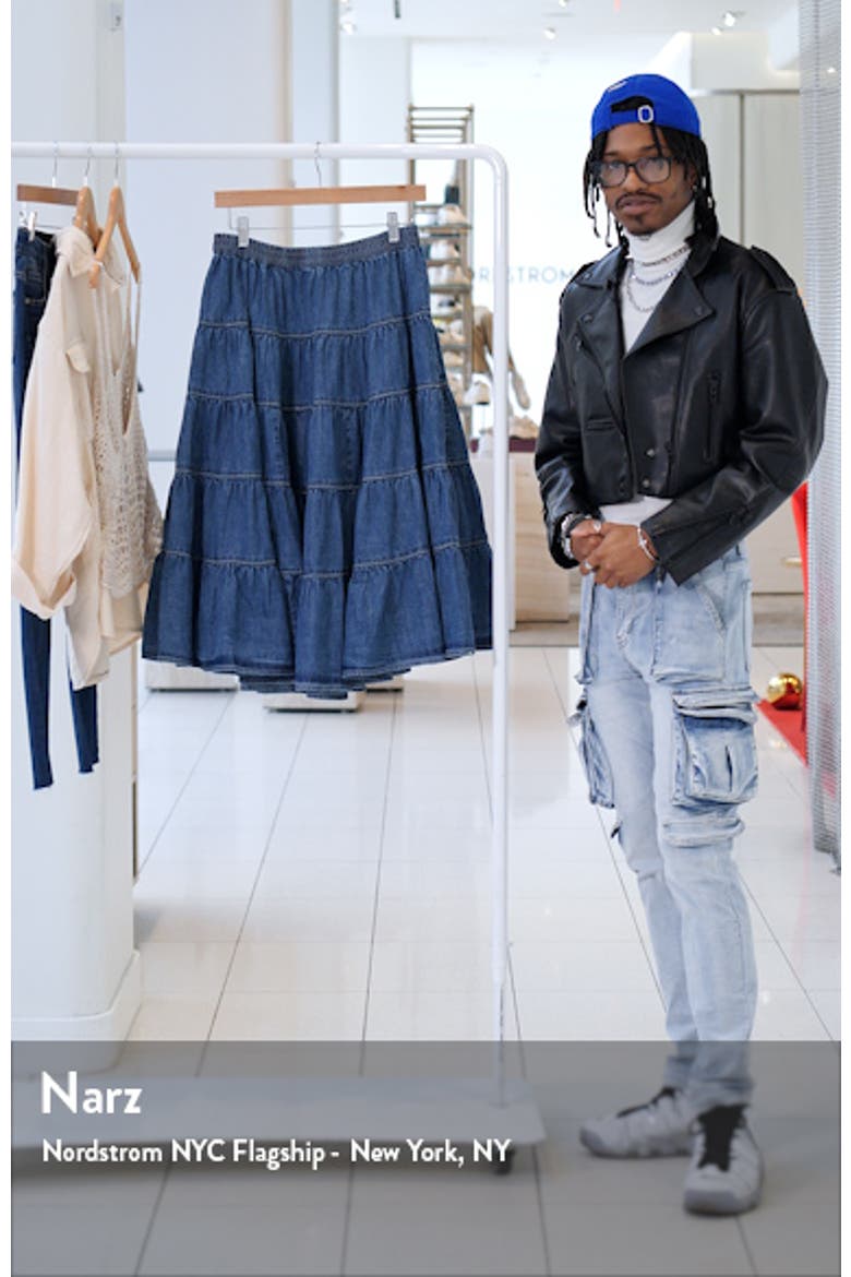 Chambray Tiered Midi Skirt video