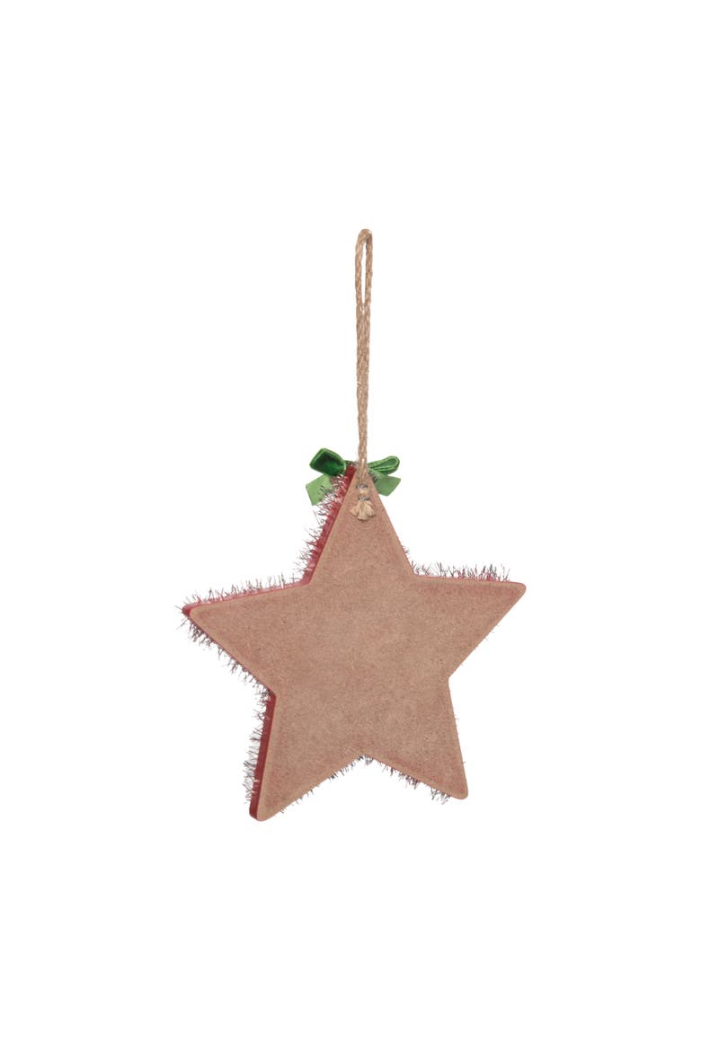 Merry Bright Star Ornament Red Tinsel Christmas Tree Decoration, Alternate, color, Red