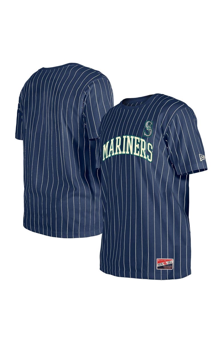 New Era Men's New Era Navy Seattle Mariners Throwback Pinstripe T-Shirt, Alternate, color, 