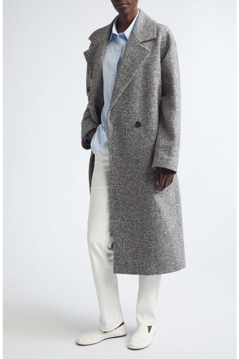 Notch Lapel Alpaca & Wool Blend Coat, Main, color, GRAPHITE MULTI