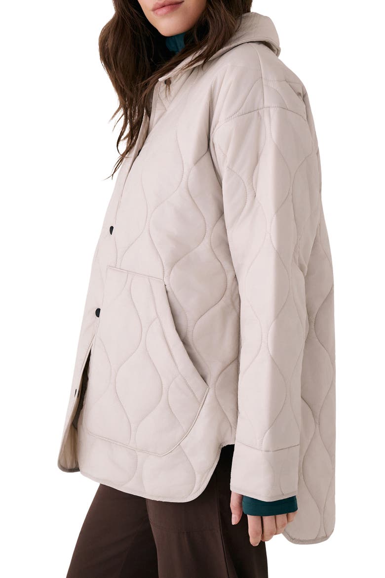 The Quilted Water Repellent Nylon Shacket, Alternate, color, ABALONE