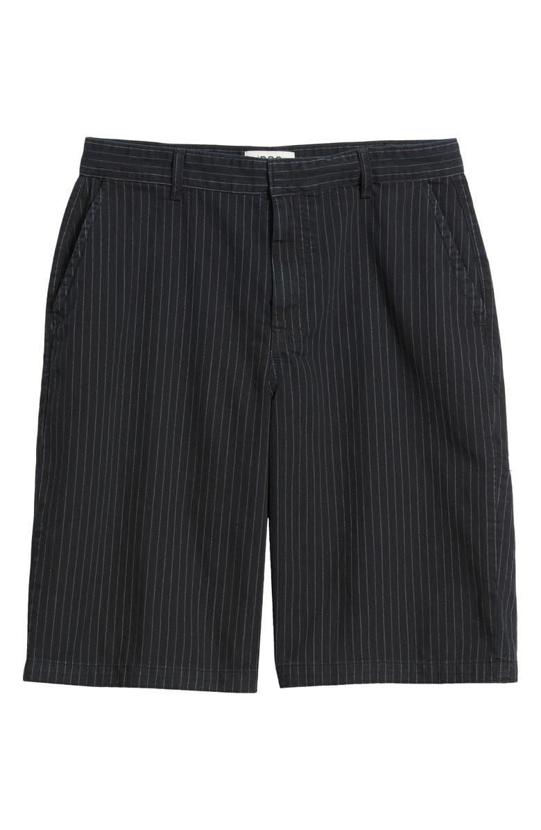 BDG Urban Outfitters Pinstripe Flat Front Stretch Cotton Worker Shorts, Alternate, color, Black