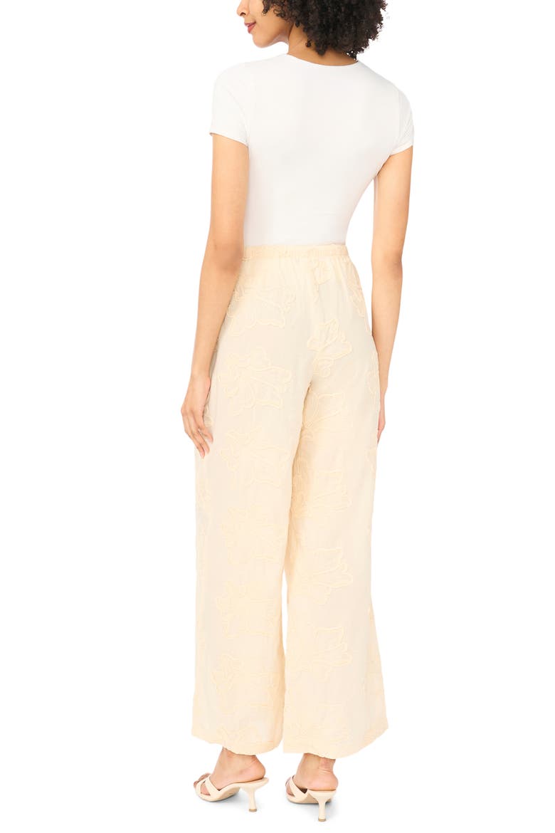 Embroidered Tie Waist Wide Leg Pants, Alternate, color, SAND DRIFT