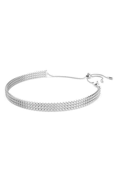 Swarovski Matrix Tennis Choker In White/silver