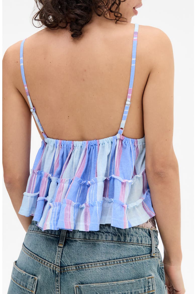 Frill Babydoll Crop Camisole, Alternate, color, BLUE STRIPE