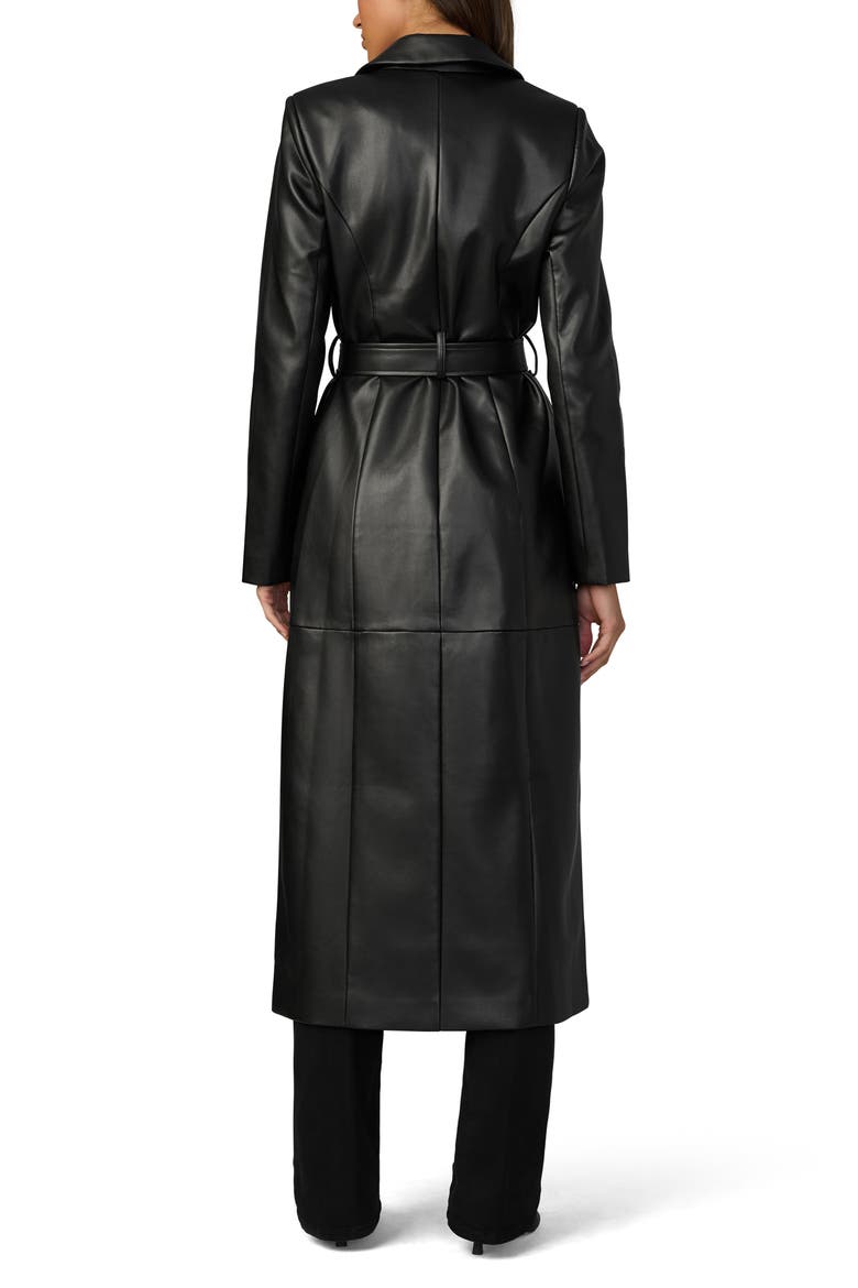 Faux Leather Trench Coat, Alternate, color, BLACK