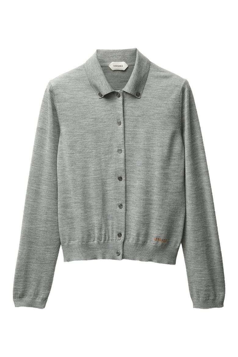 Virgin Wool Button-Down Cardigan, Main, color, GREY